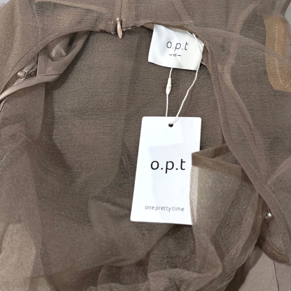 NWT o.p.t Naia Organza Tie Neck Maxi Dress in Oatmeal - Size XS - Picture 11 of 11
